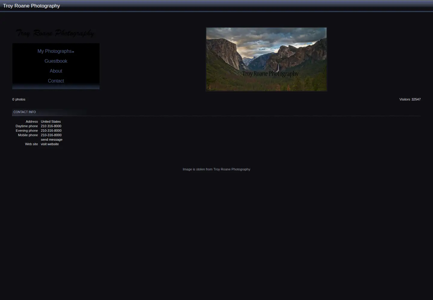 Screenshot of troyroanephotography.com