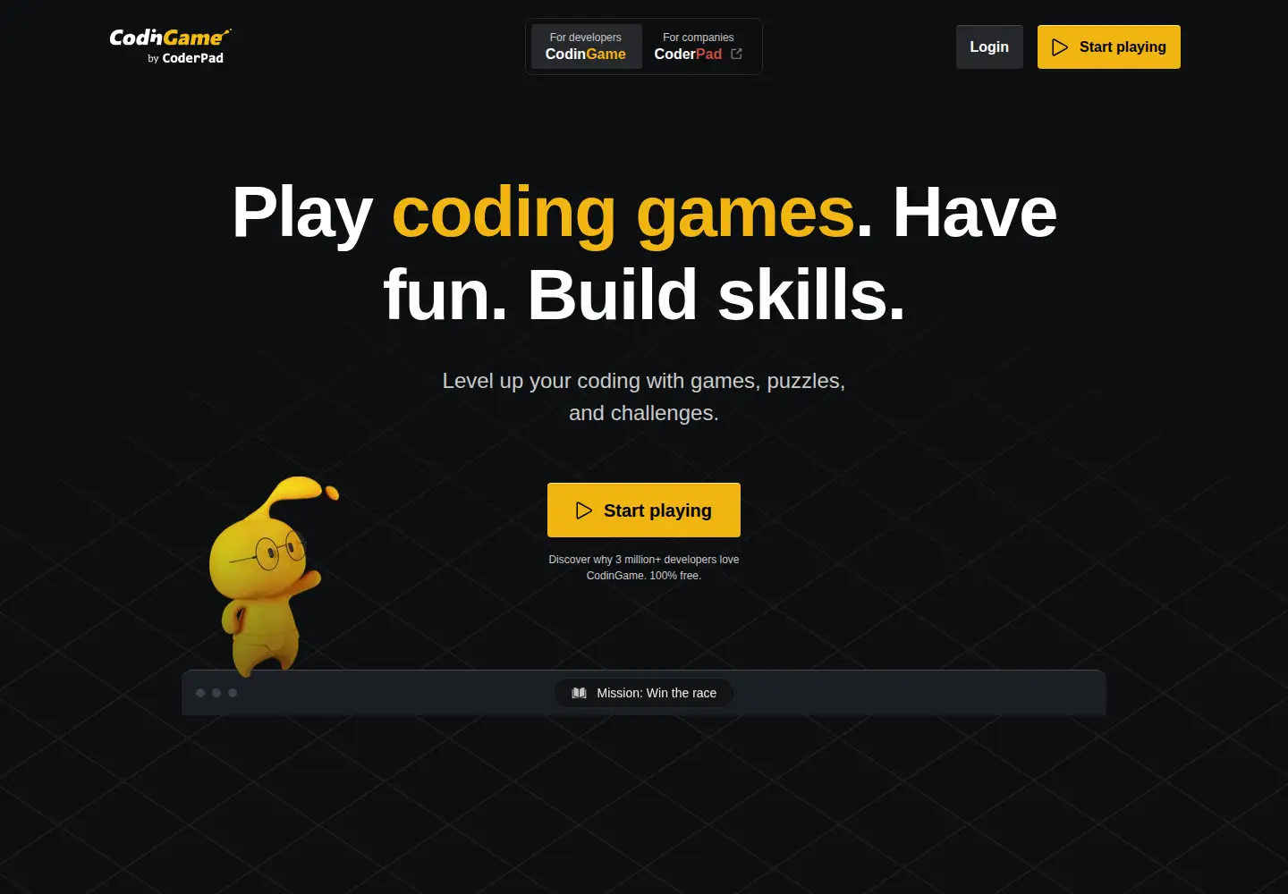 Screenshot of codingame.com
