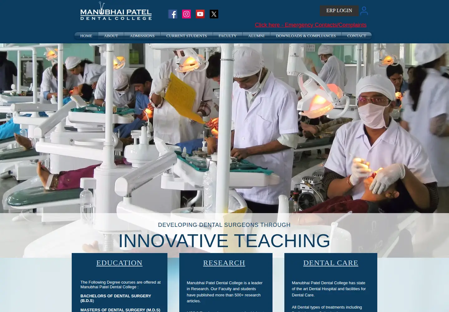 Captured homepage of mpdentalcollege.edu.in in the current scan