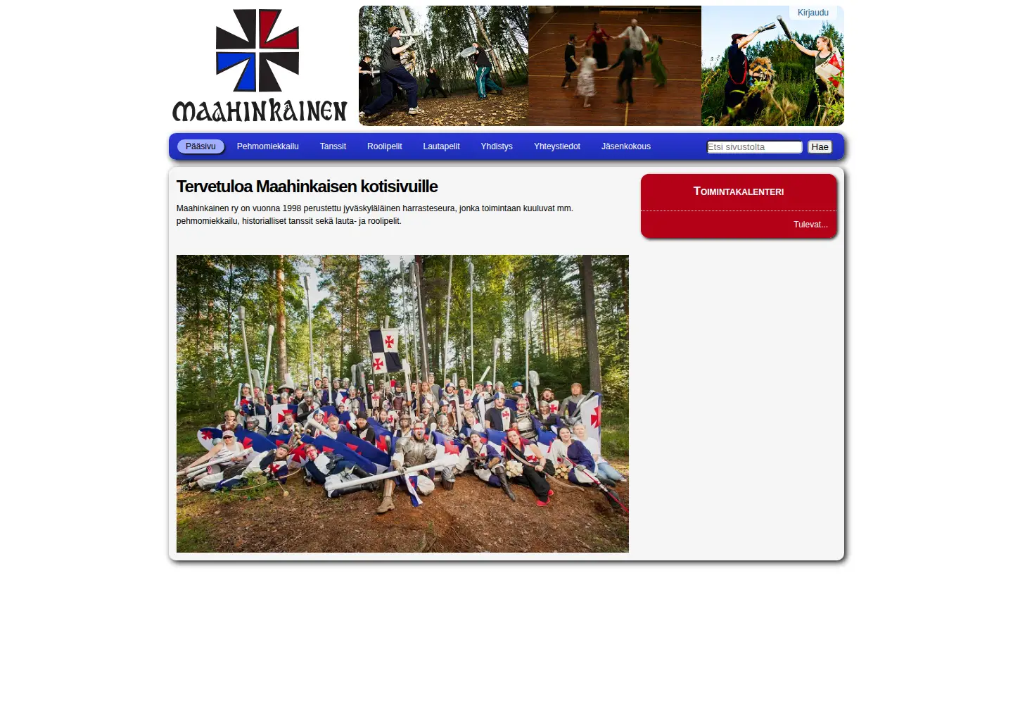 Captured homepage of maahinkainen.org in the current scan