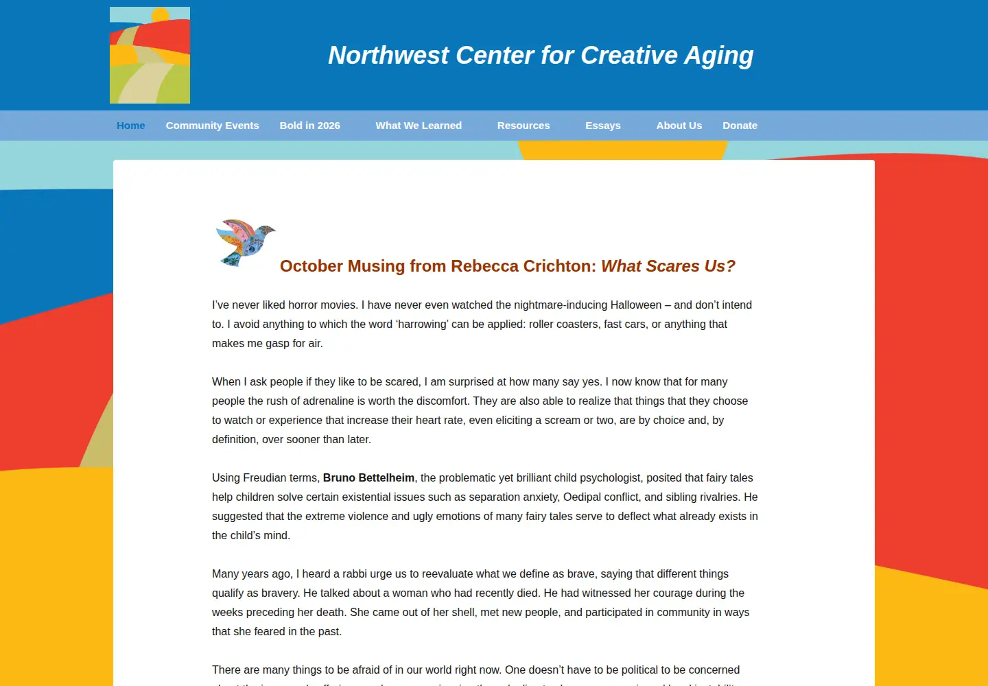 Screenshot of nwcreativeaging.org
