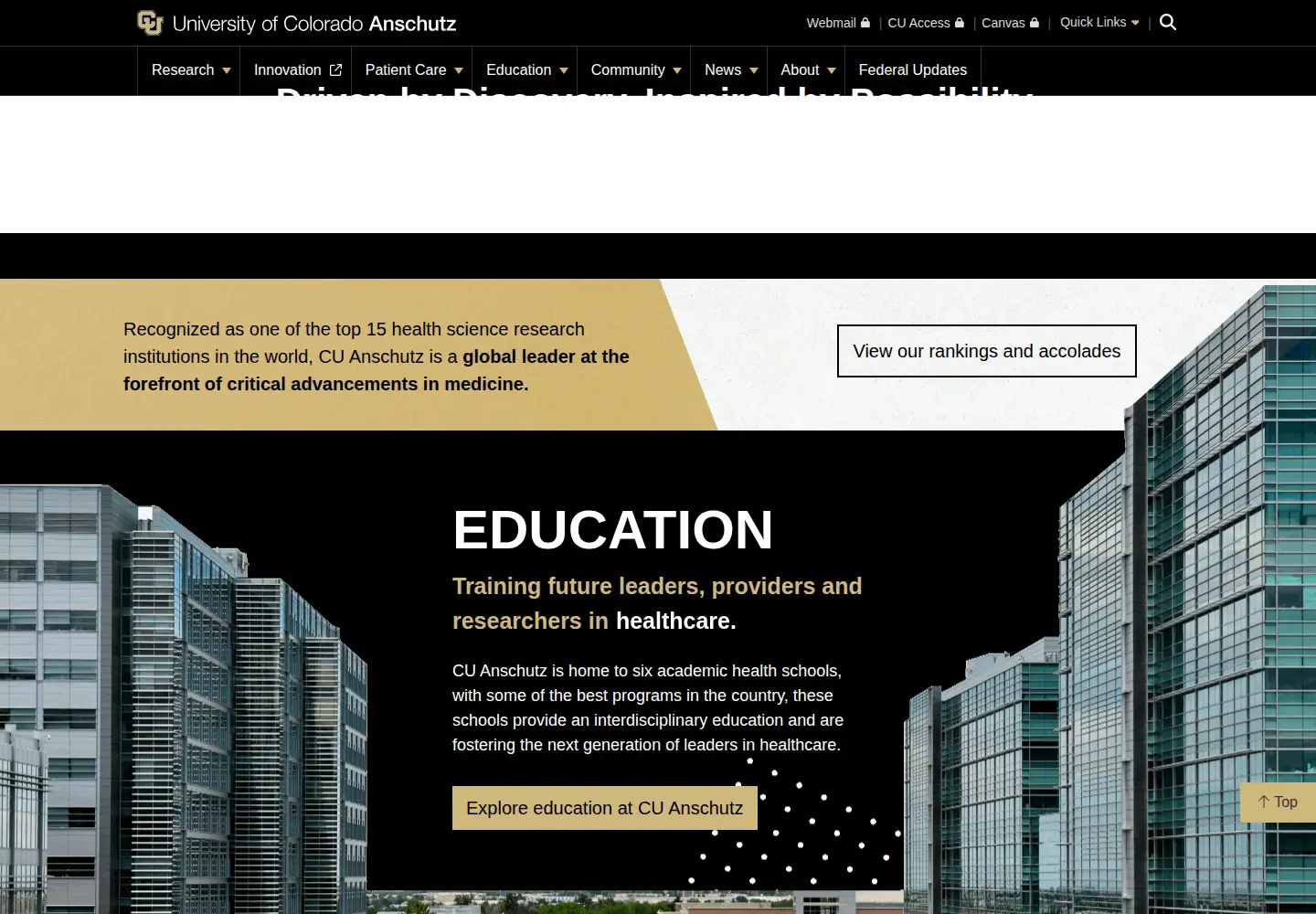 Screenshot of cuanschutz.edu