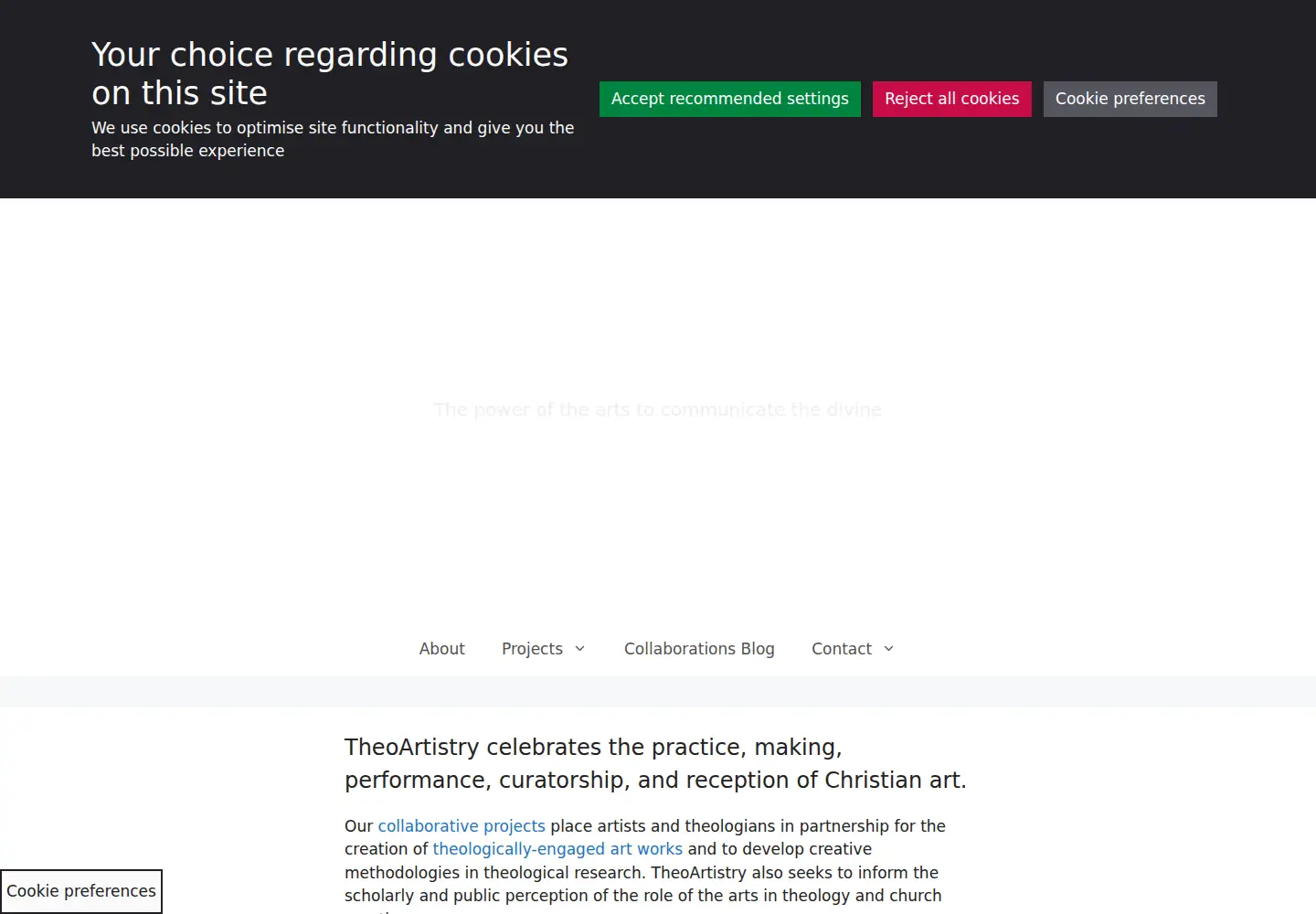 Captured homepage of theoartistry.org in the current scan