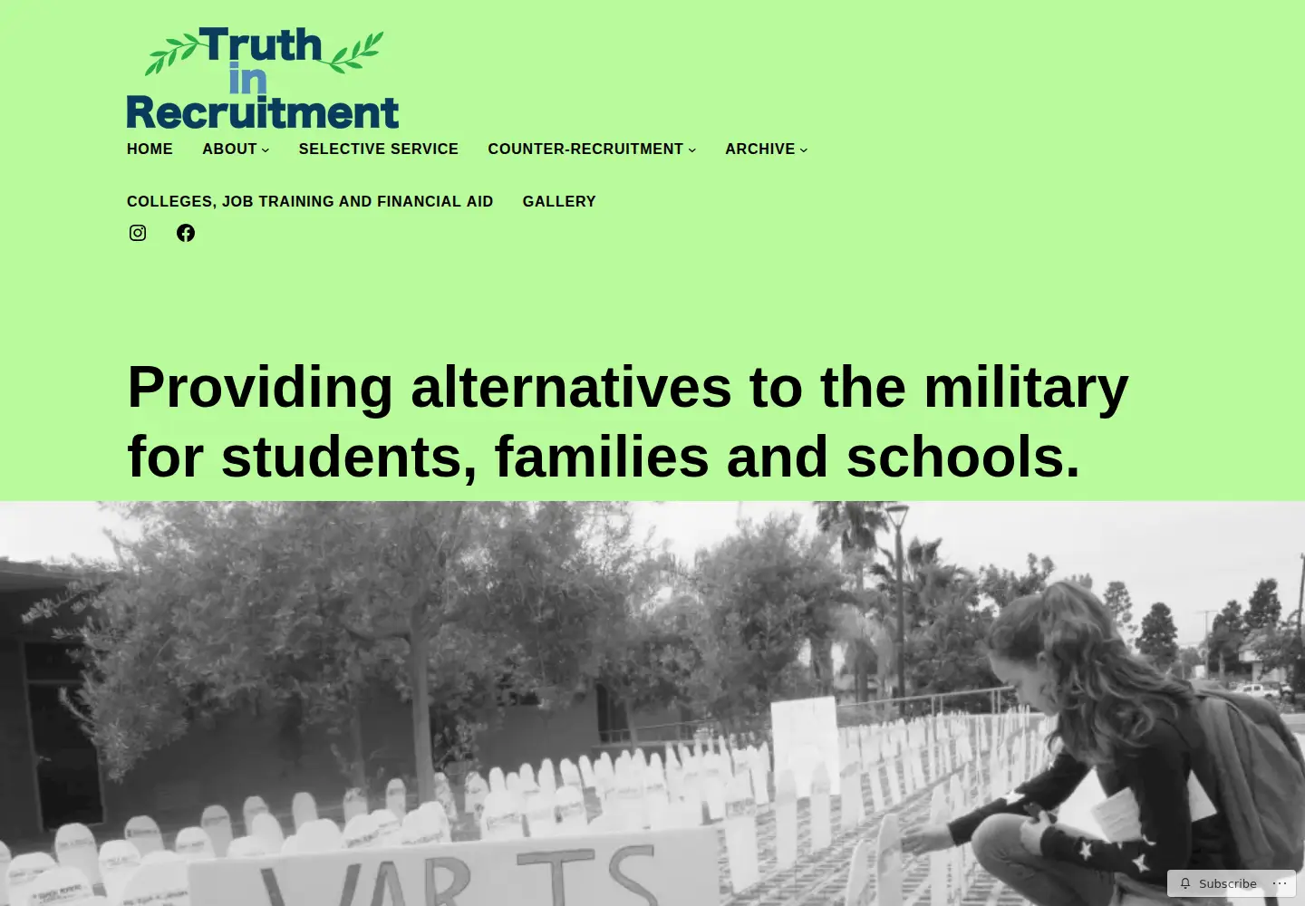 Captured homepage of truthinrecruitment.org in the current scan