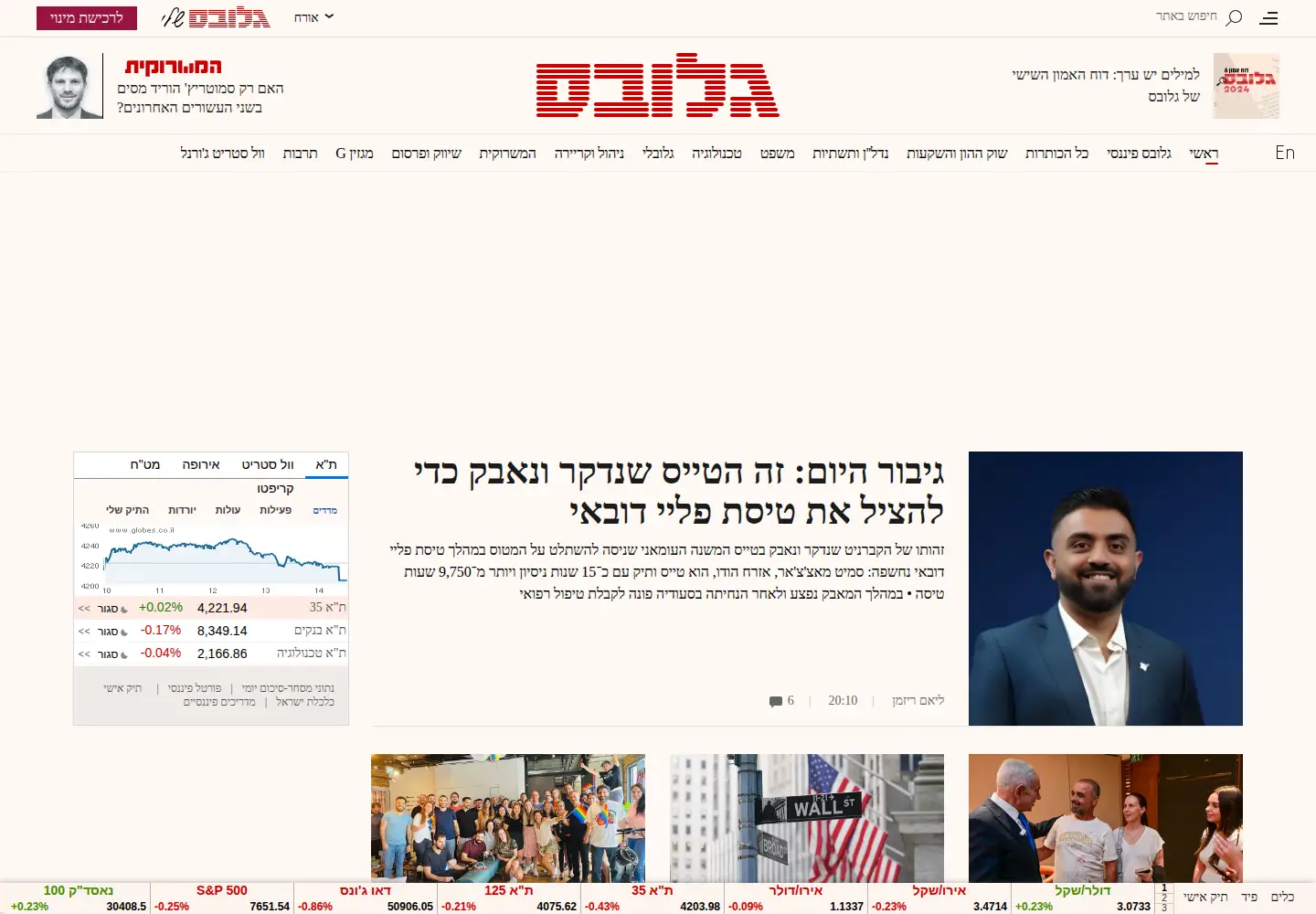 Screenshot of globes.co.il