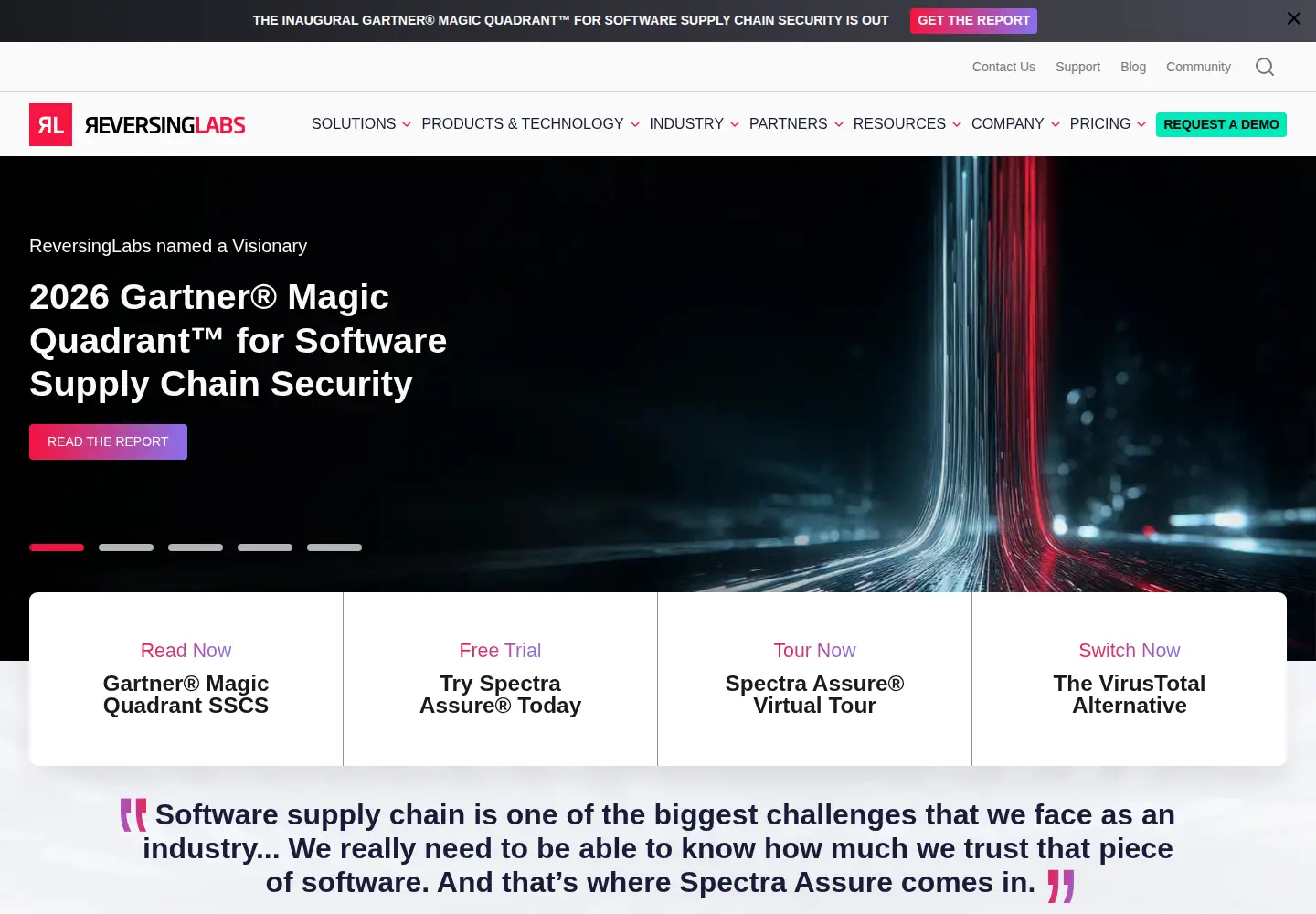 Screenshot of reversinglabs.com