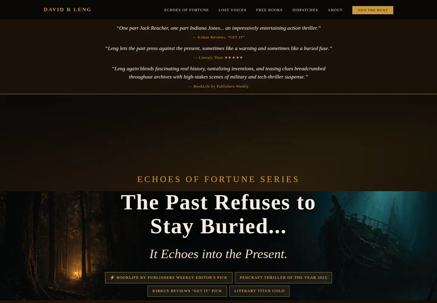 Captured homepage of davidlengauthor.com in the current scan