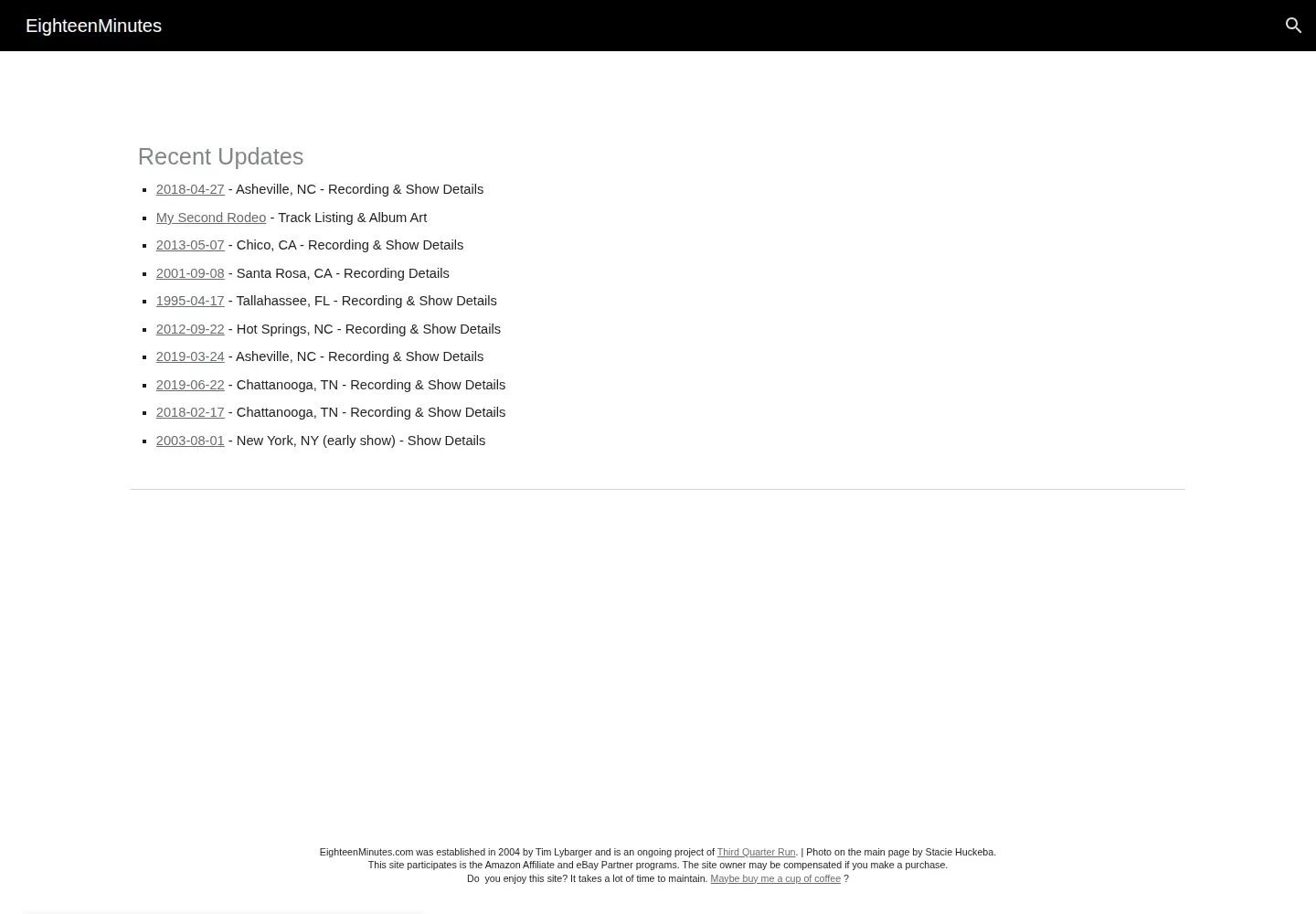 Captured homepage of eighteenminutes.com in the current scan