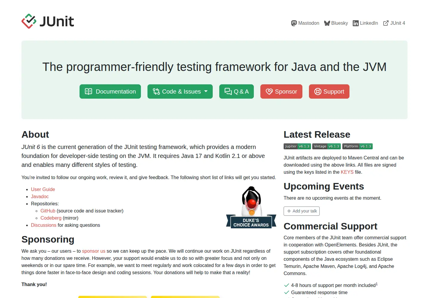 Screenshot of junit.org