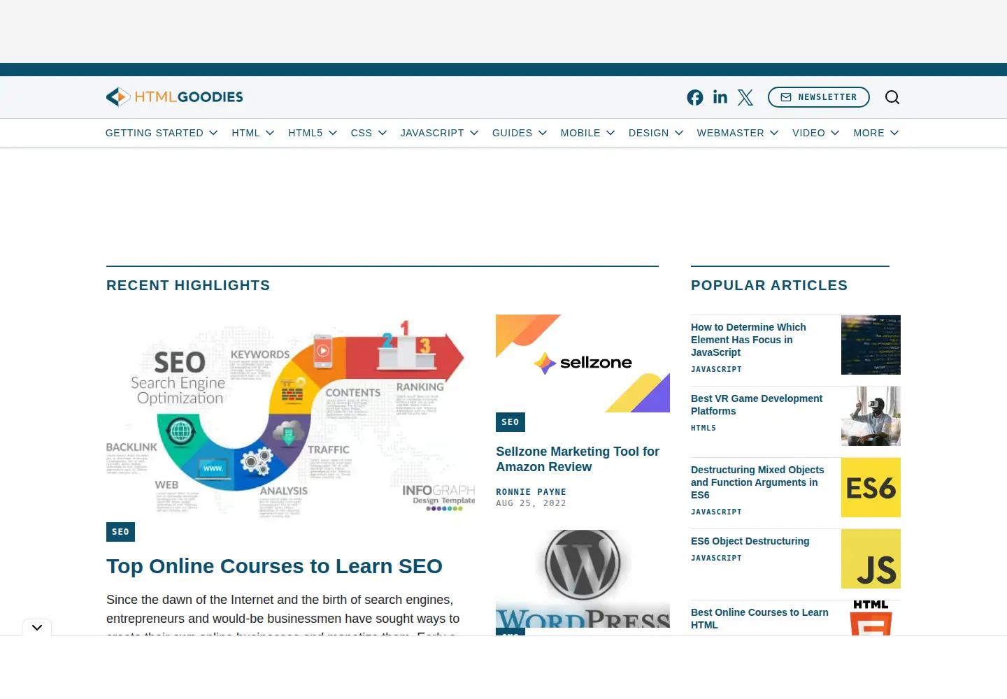 Screenshot of htmlgoodies.com