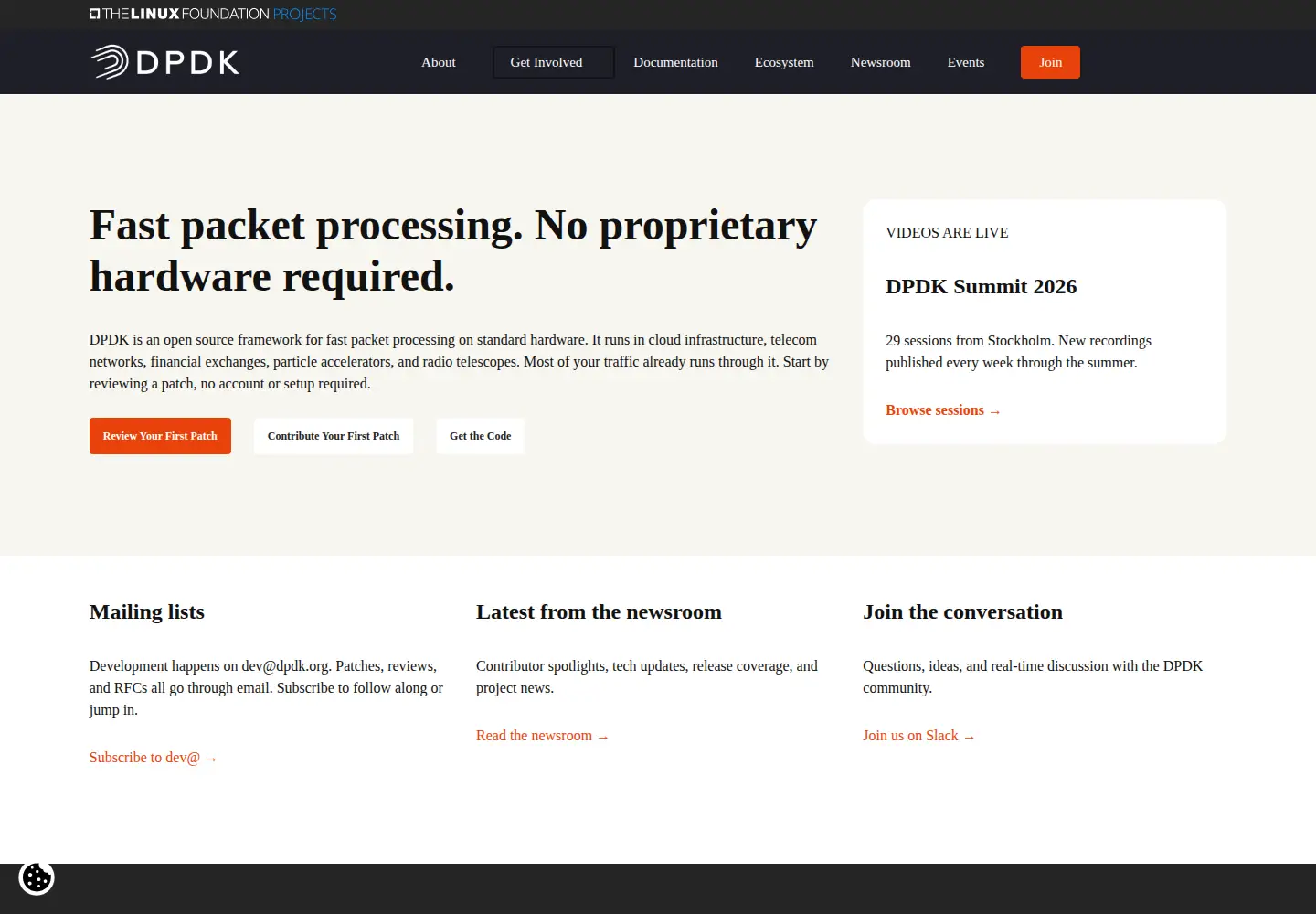Screenshot of dpdk.org