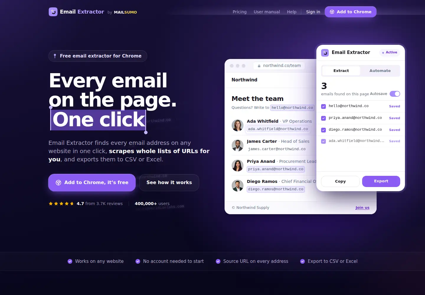 Screenshot of email-extractor.io