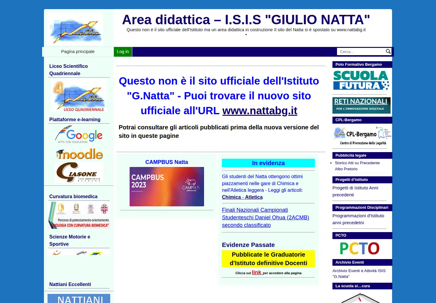Captured homepage of nattabg.edu.it in the current scan
