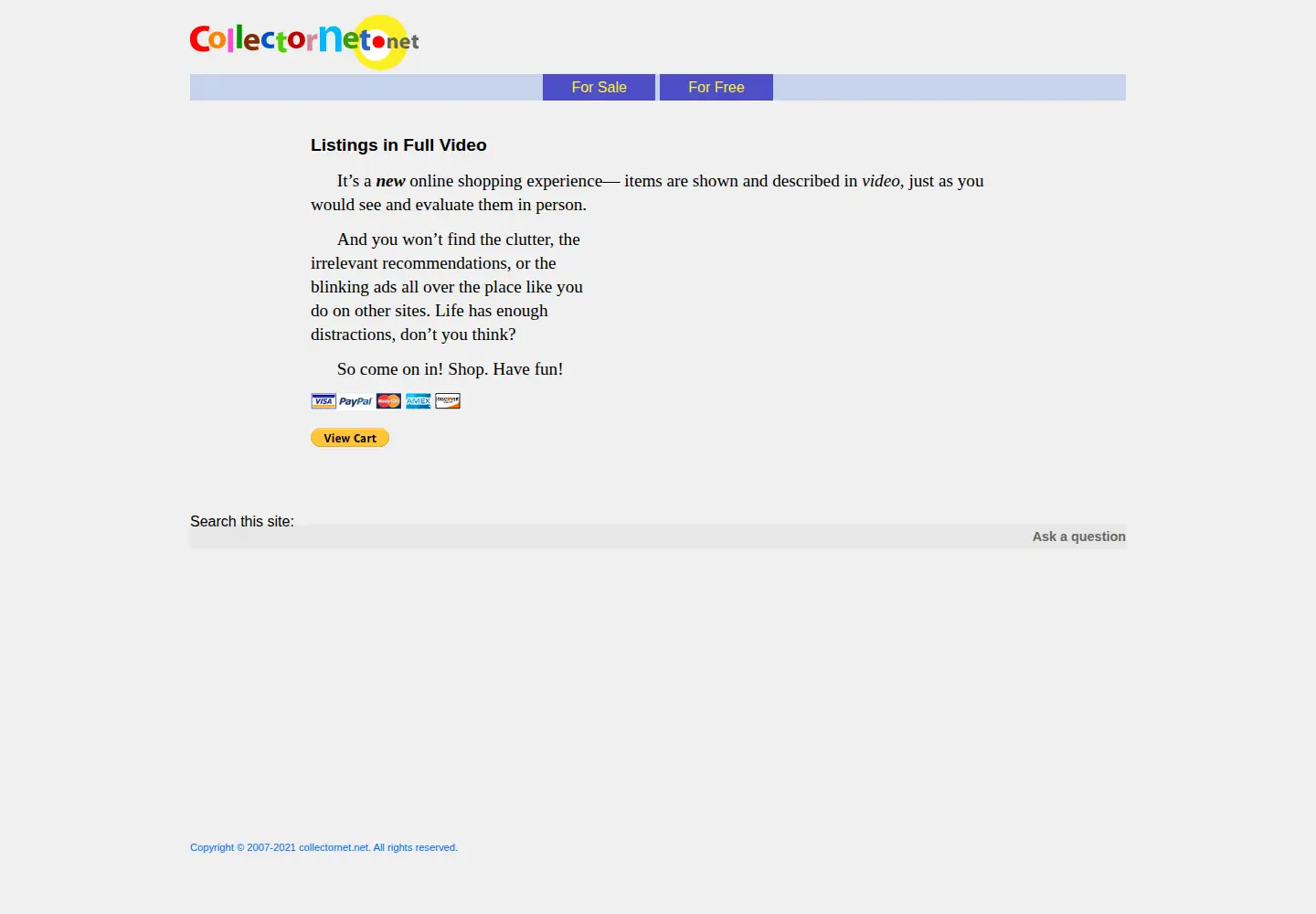 Screenshot of collectornet.net