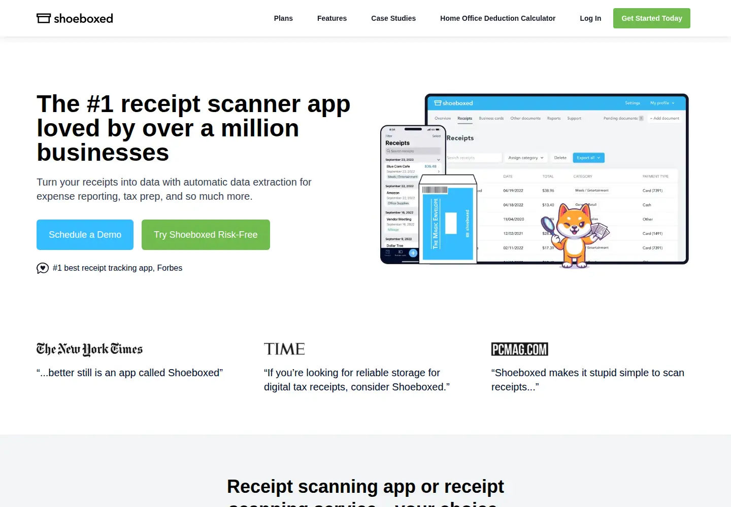 Screenshot of shoeboxed.com