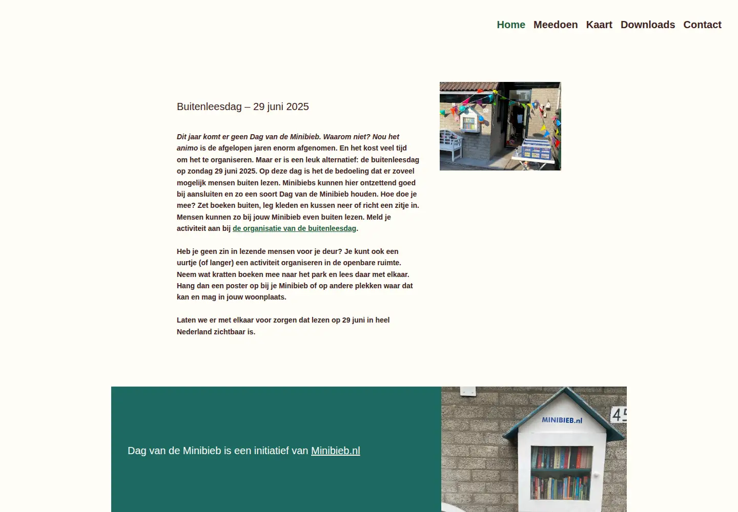 Captured homepage of dagvandeminibieb.nl in the current scan