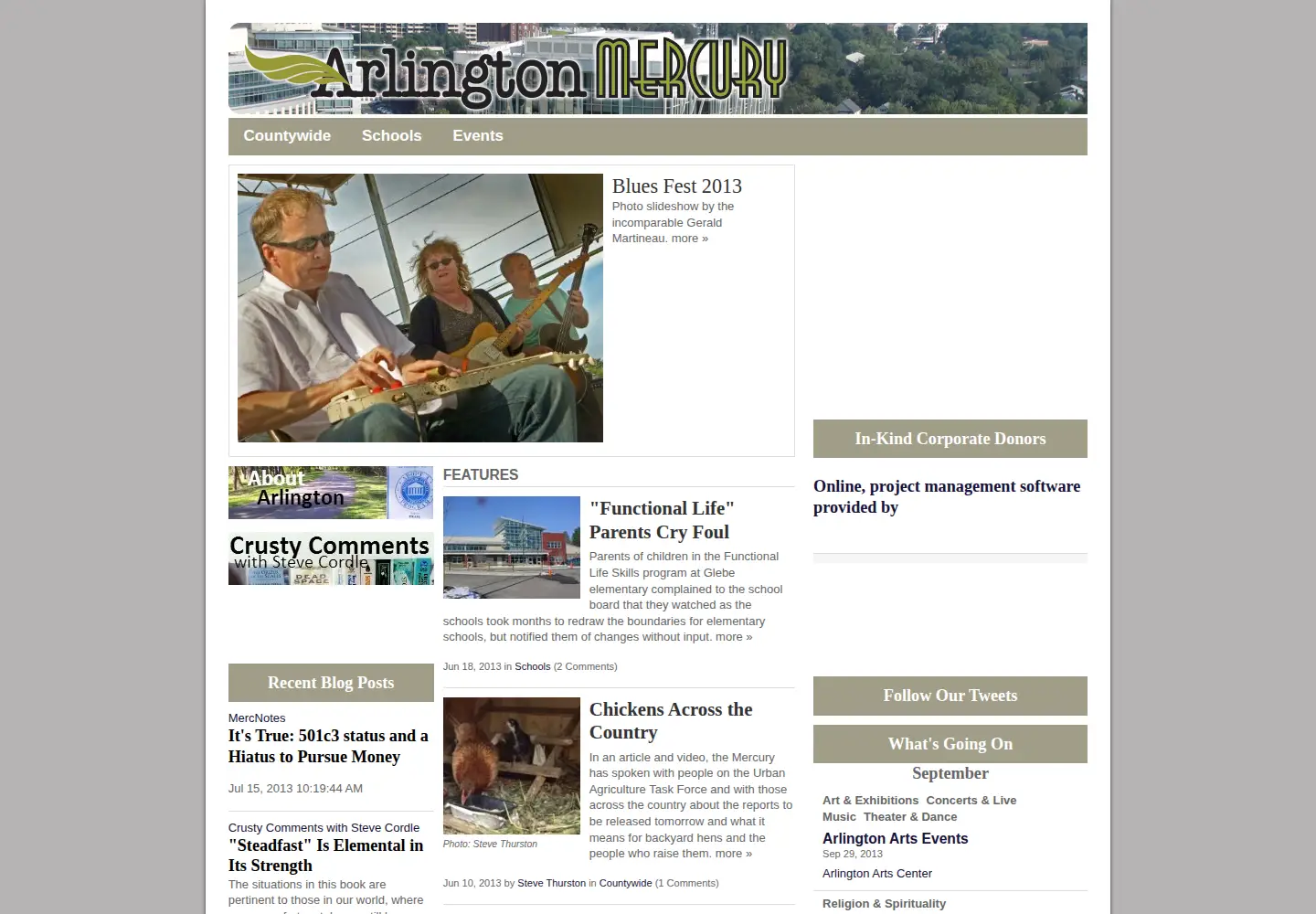 Captured homepage of arlingtonmercury.org in the current scan
