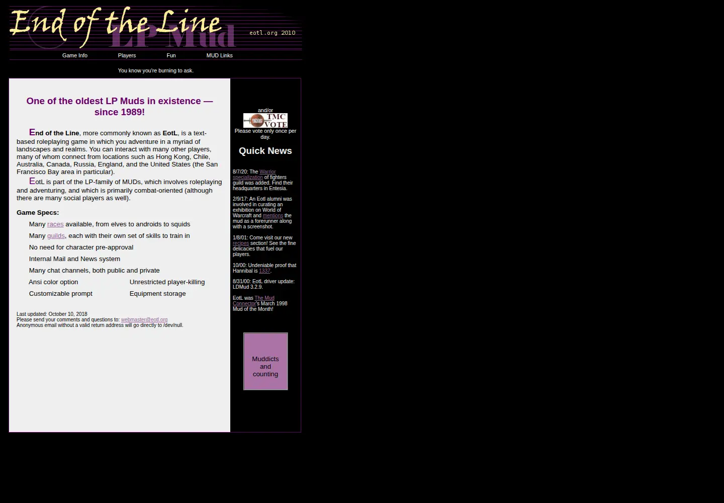 Screenshot of eotl.org
