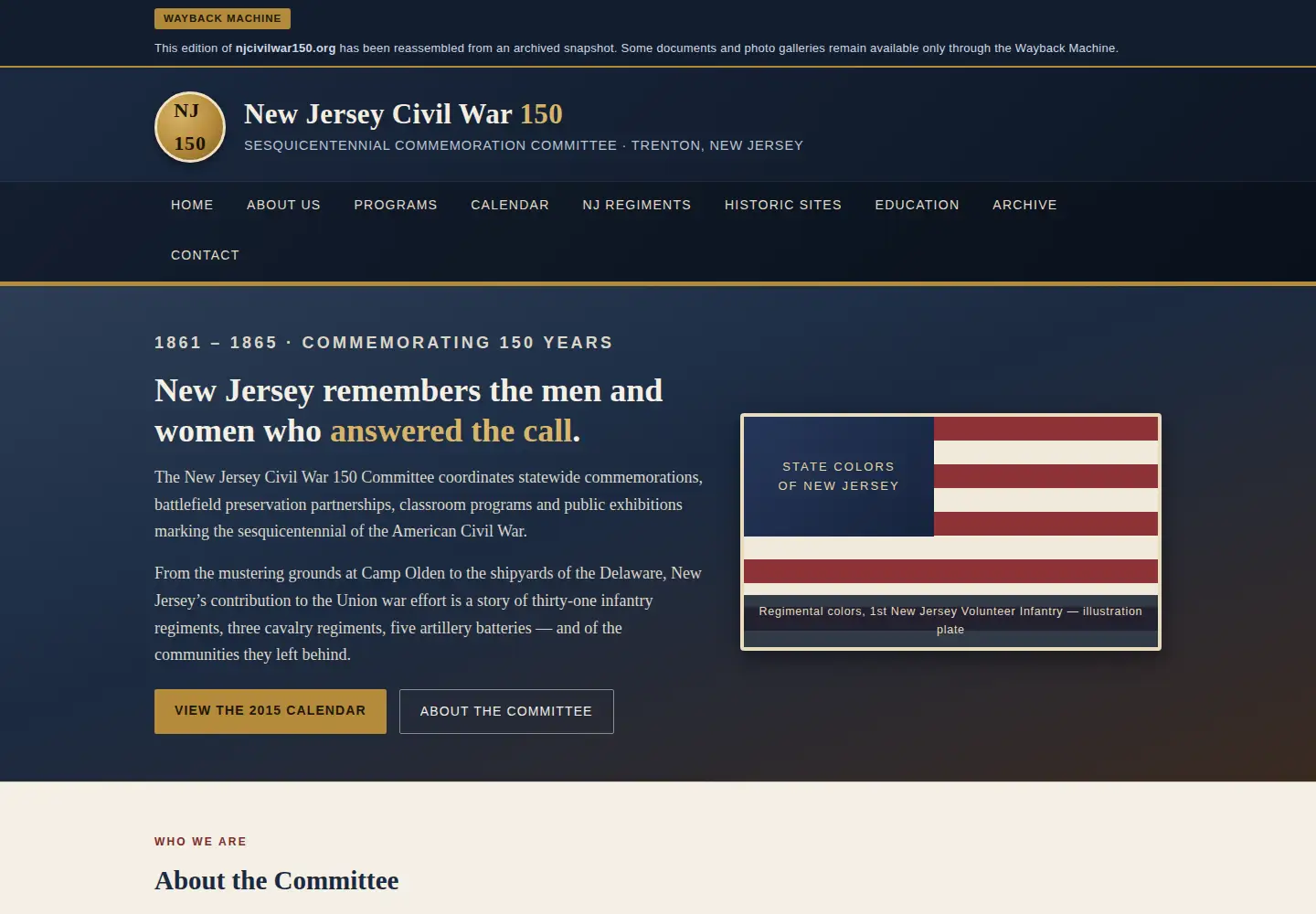 Screenshot of njcivilwar150.org