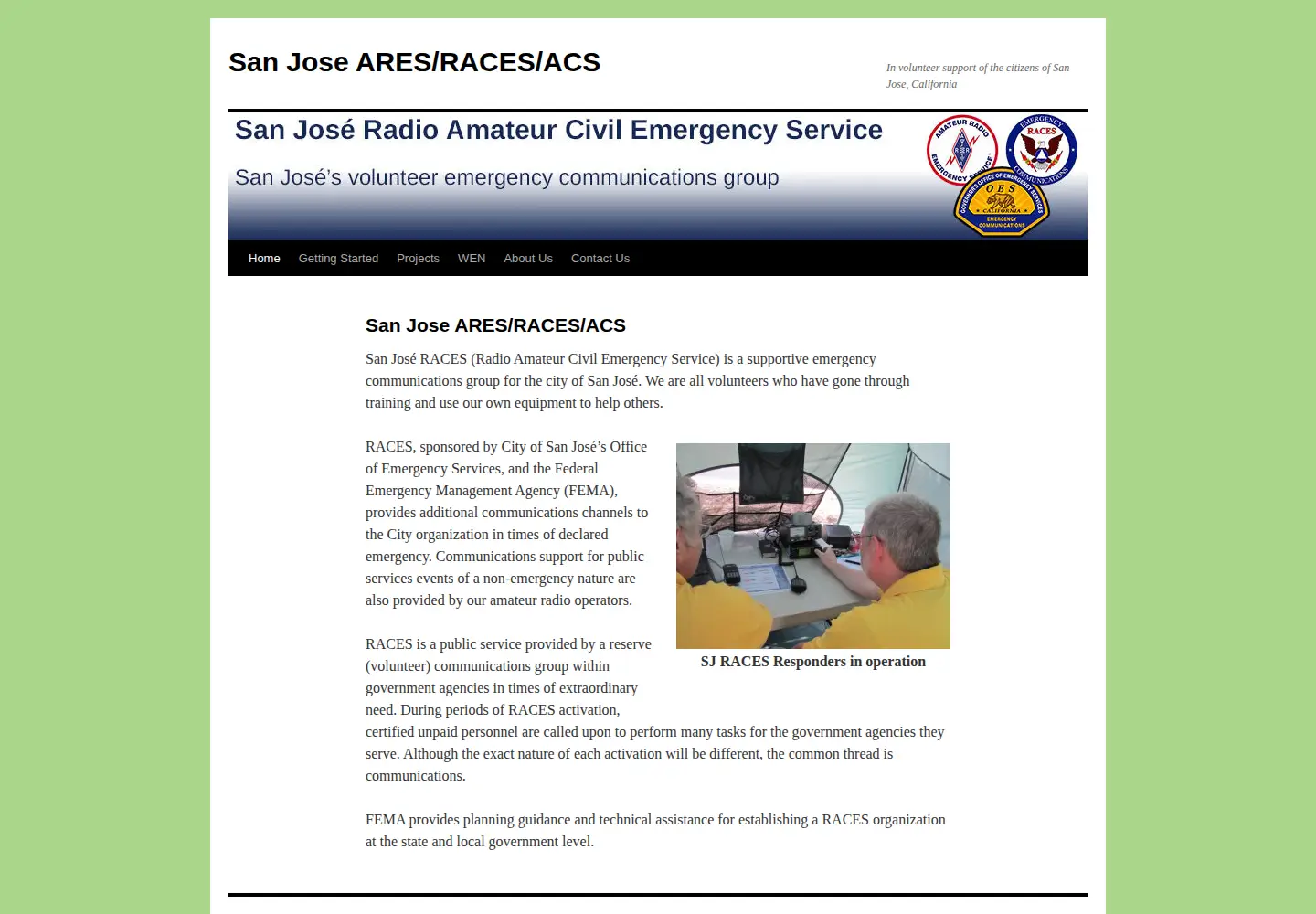 Captured homepage of sjraces.org in the current scan