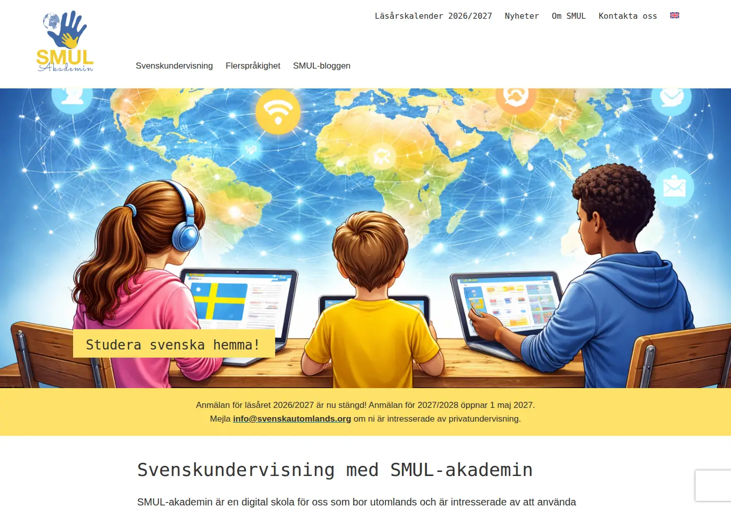 Captured homepage of svenskautomlands.org in the current scan