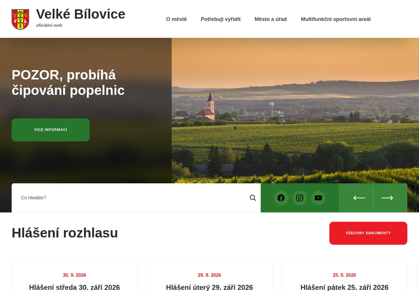 Screenshot of velkebilovice.cz