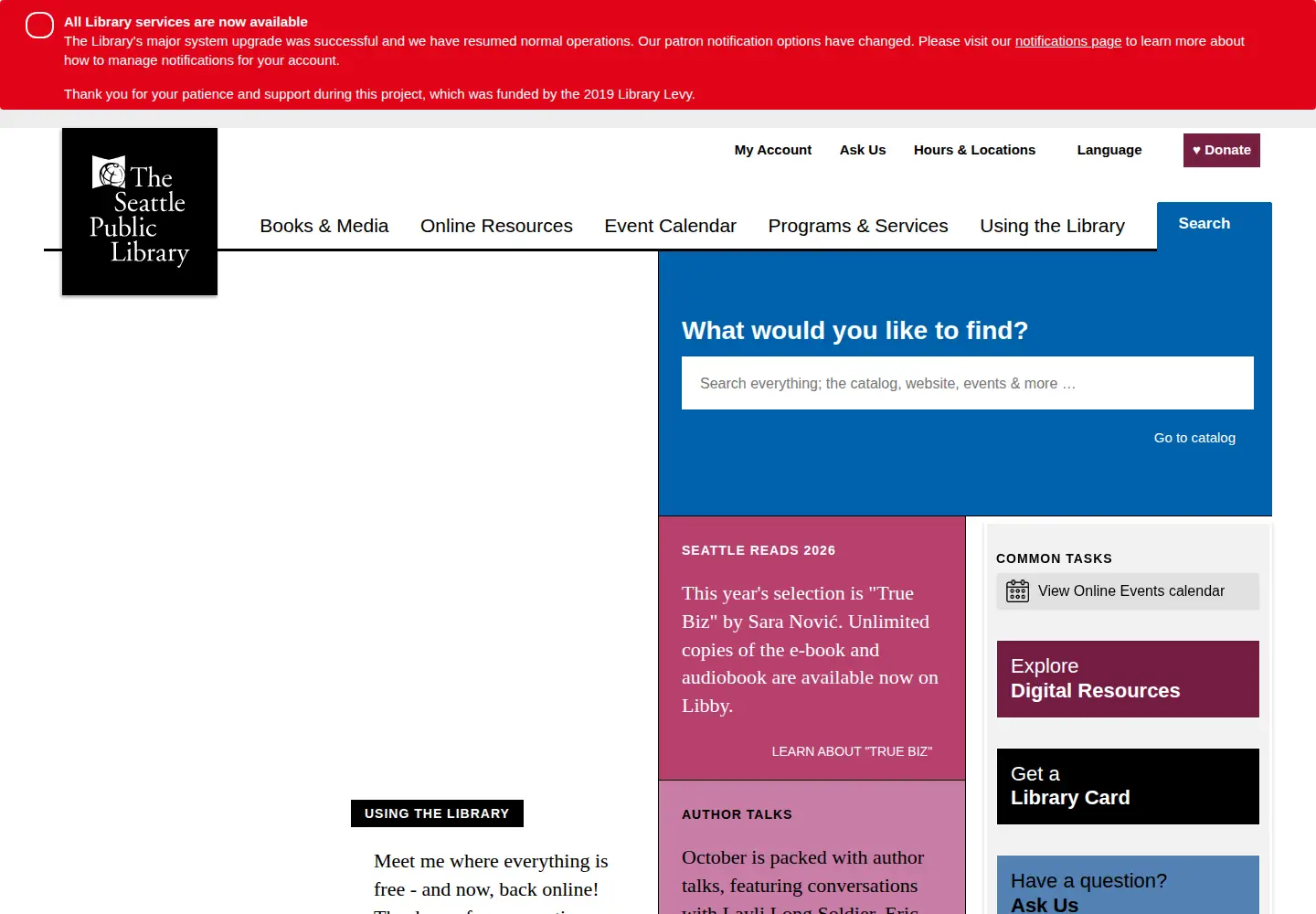 Screenshot of spl.org