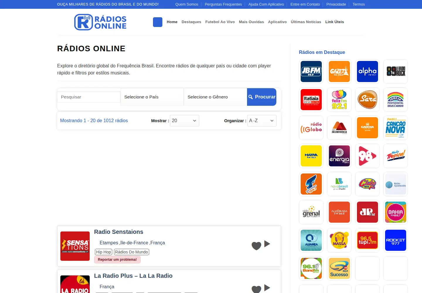 Captured homepage of frequenciabrasil.com.br in the current scan