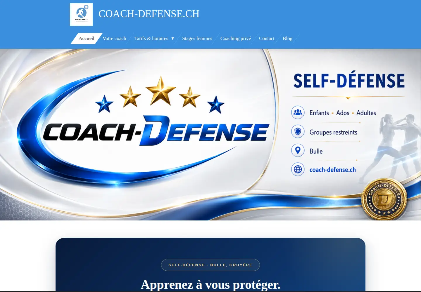 Captured homepage of coach-defense.ch in the current scan