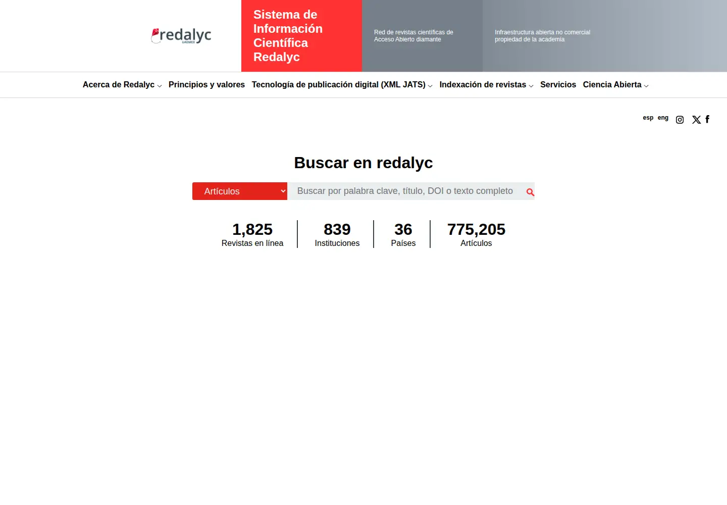 Screenshot of redalyc.org