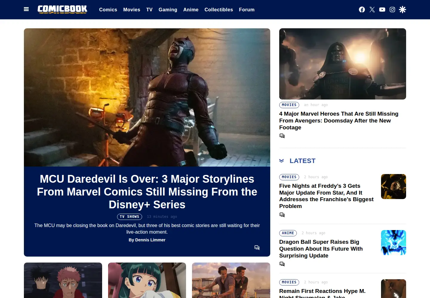 Screenshot of comicbook.com