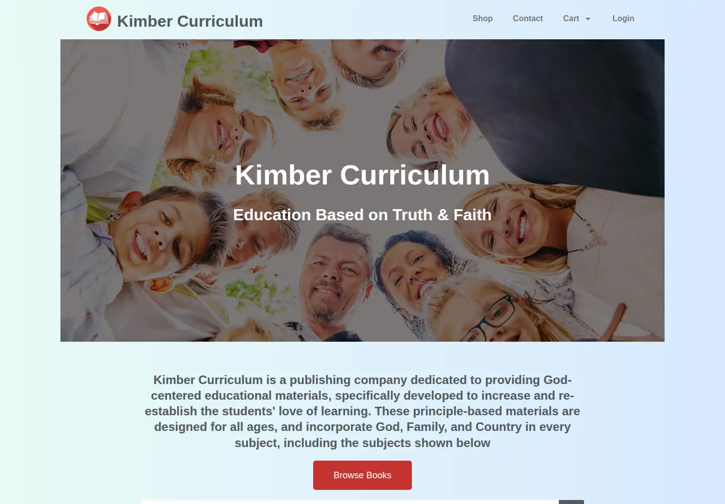 Captured homepage of kimbercurriculum.com in the current scan