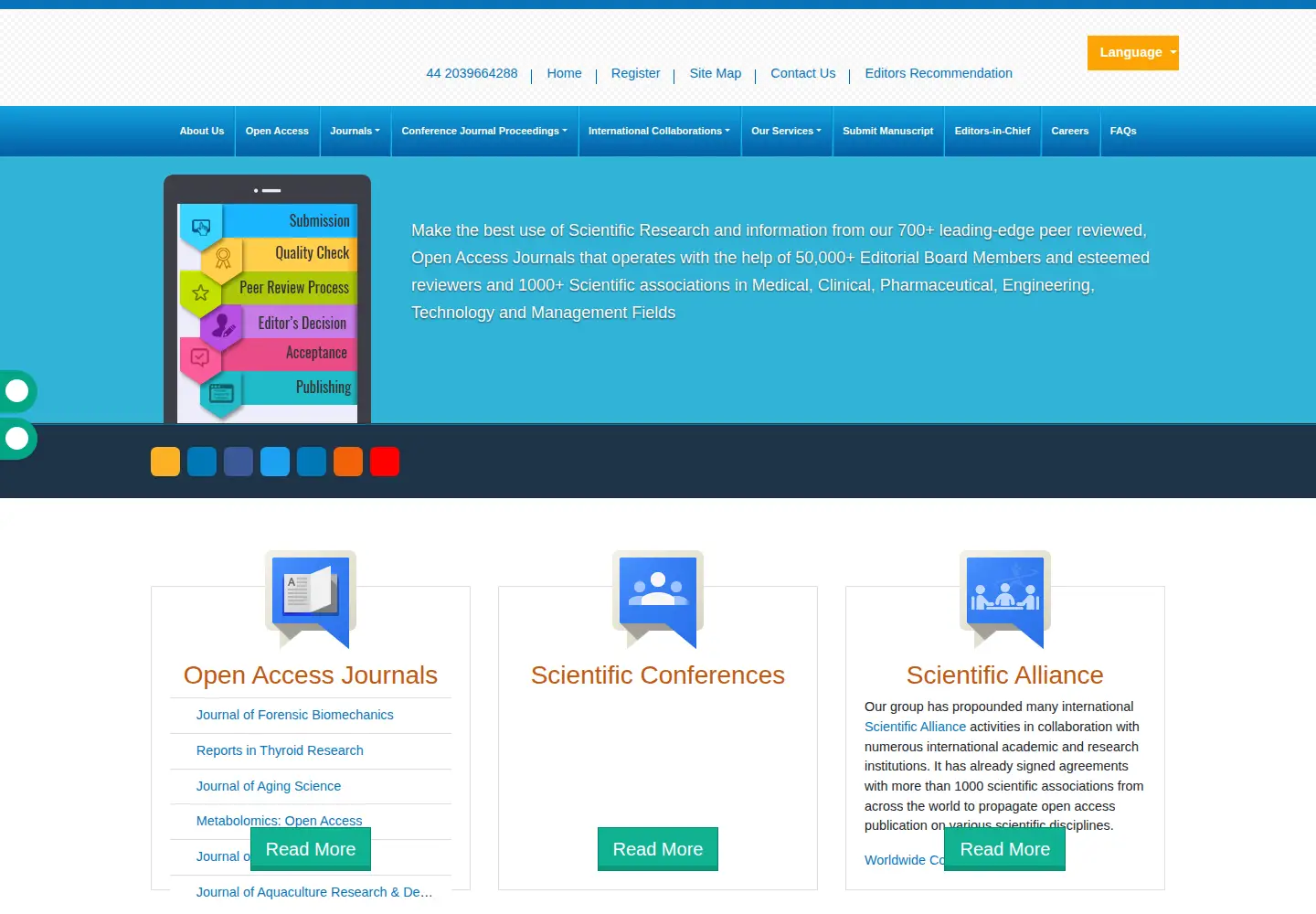 Screenshot of omicsonline.org