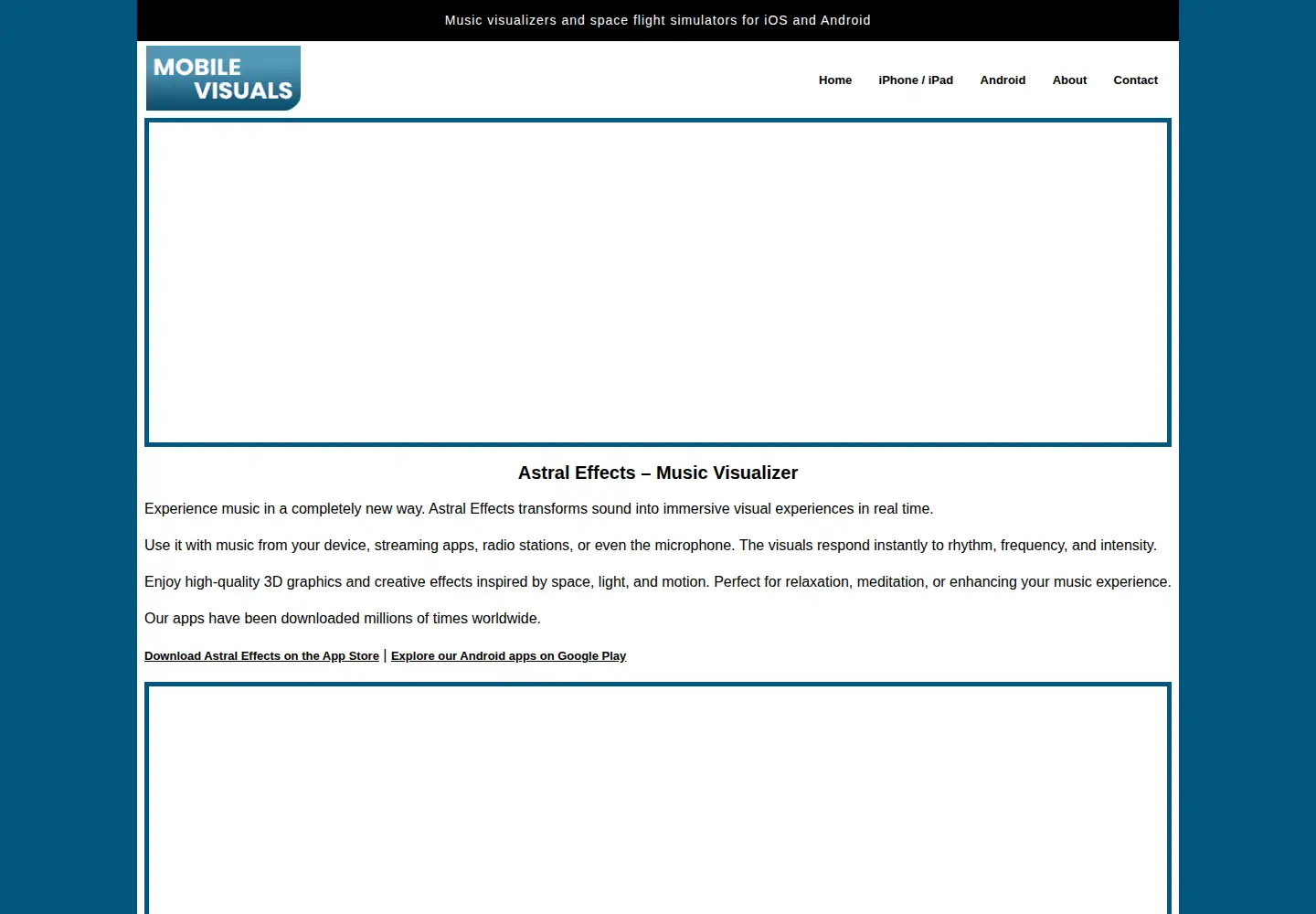 Captured homepage of mobile-visuals.com in the current scan