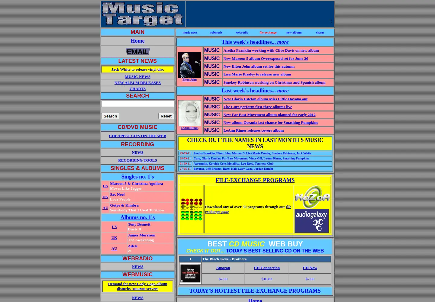 Captured homepage of musictarget.com in the current scan