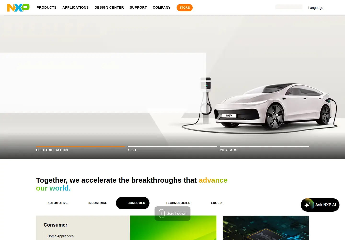 Screenshot of nxp.com