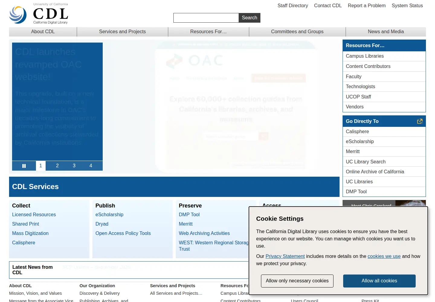 Screenshot of cdlib.org