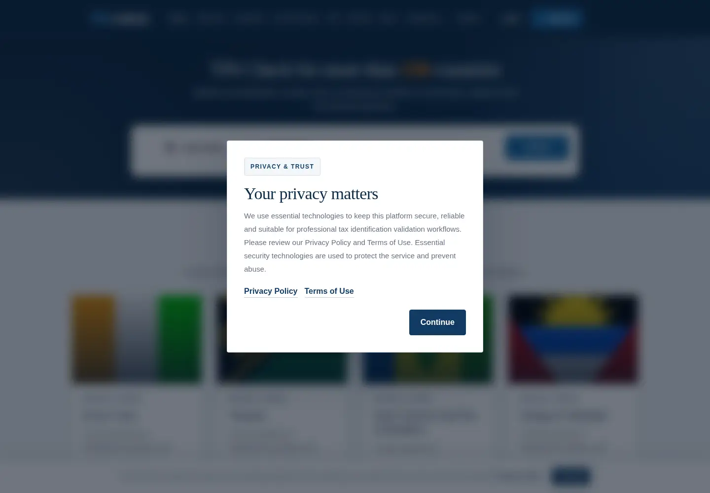 Screenshot of tin-check.com