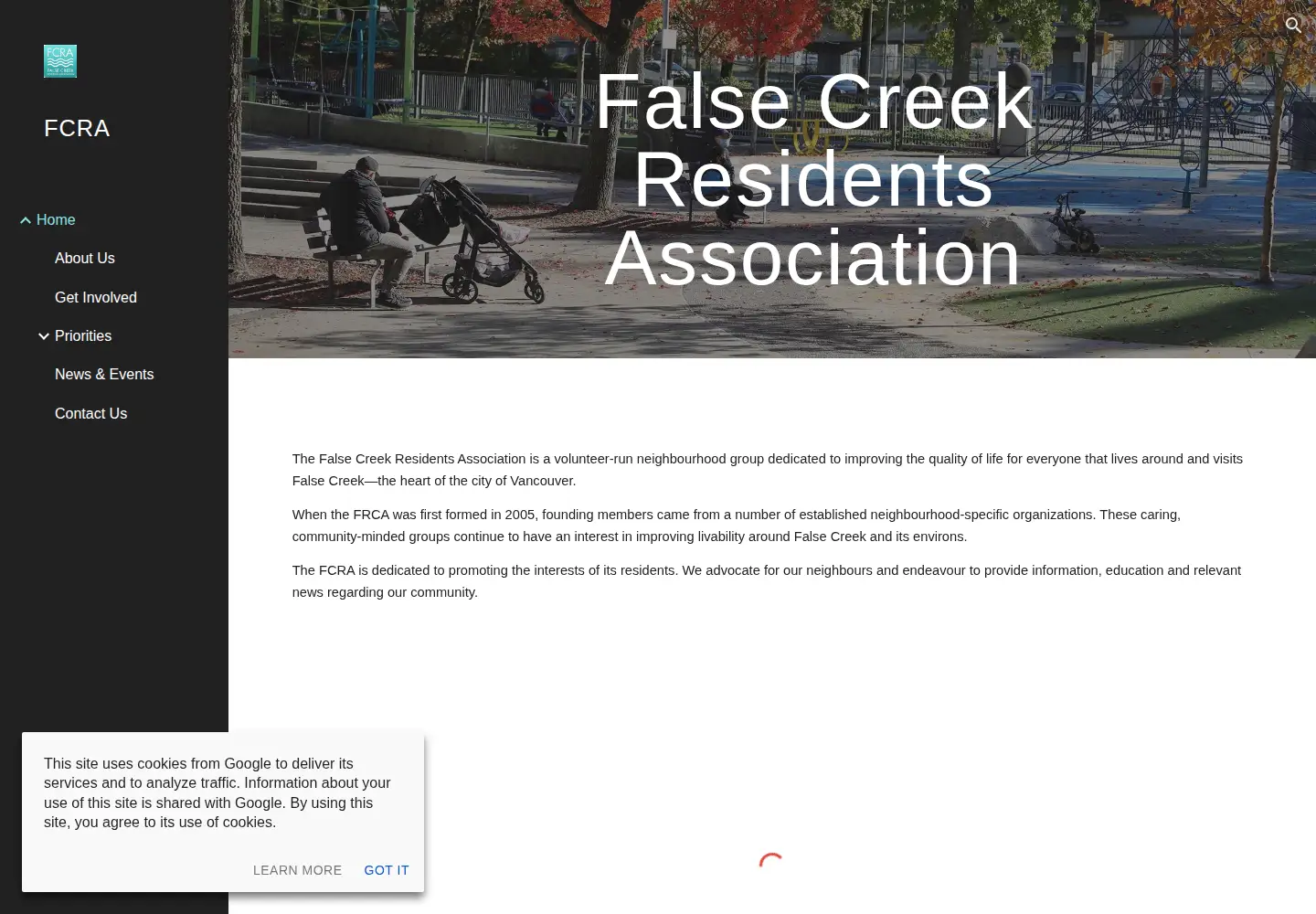 Captured homepage of falsecreekresidents.org in the current scan