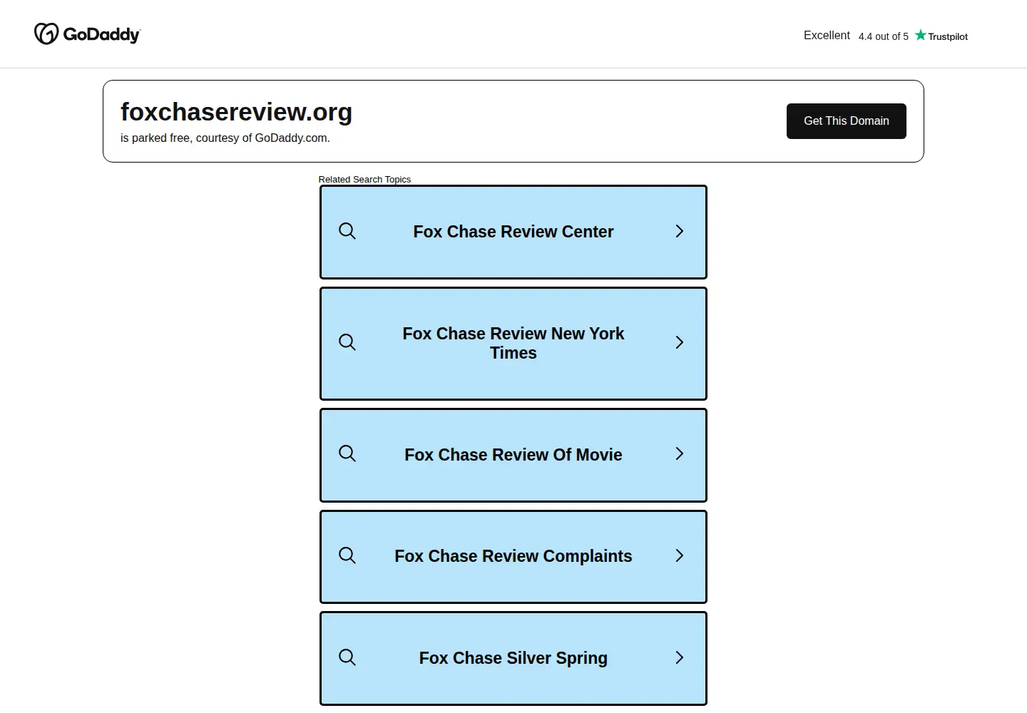 Captured homepage of foxchasereview.org in the current scan