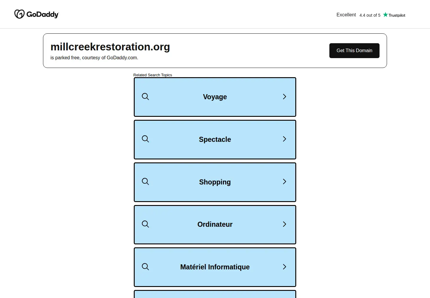 Captured homepage of millcreekrestoration.org in the current scan