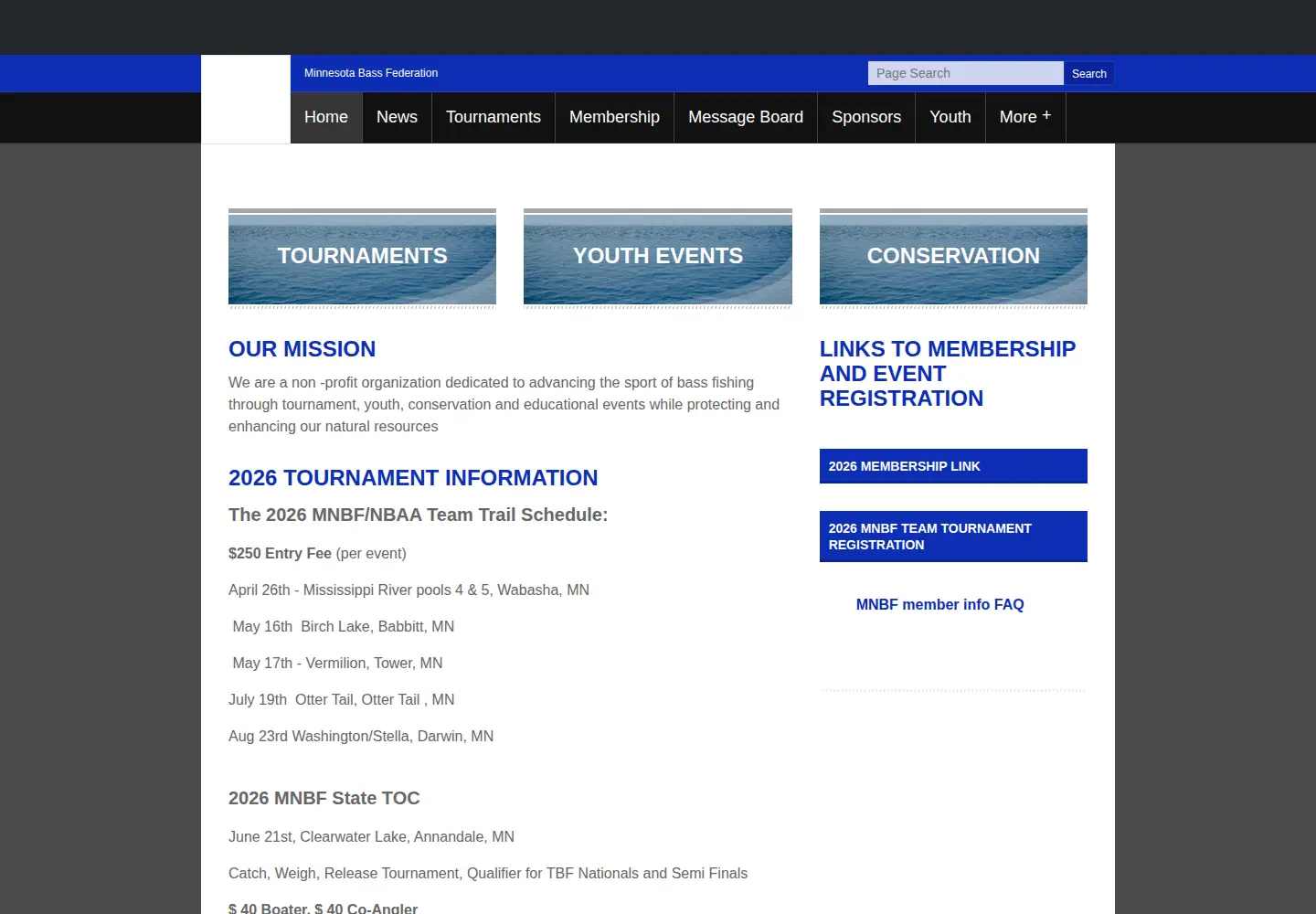 Screenshot of mnbass.org