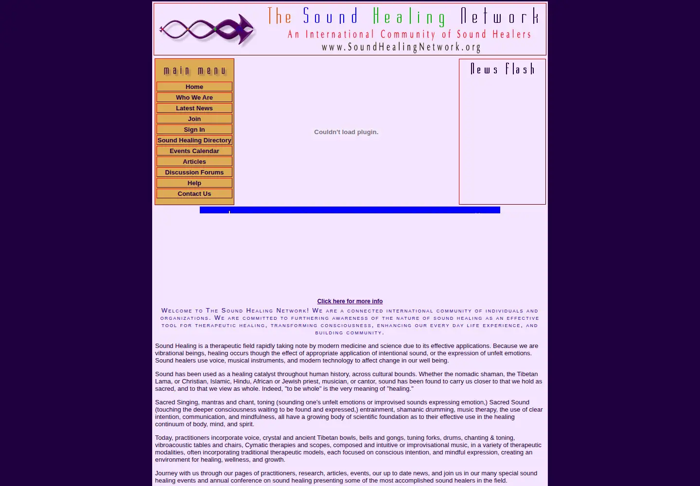 Screenshot of soundhealingnetwork.org