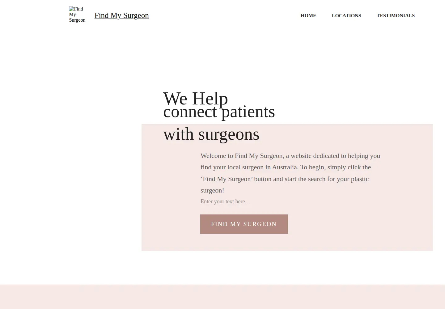 Screenshot of findmysurgeon.com.au