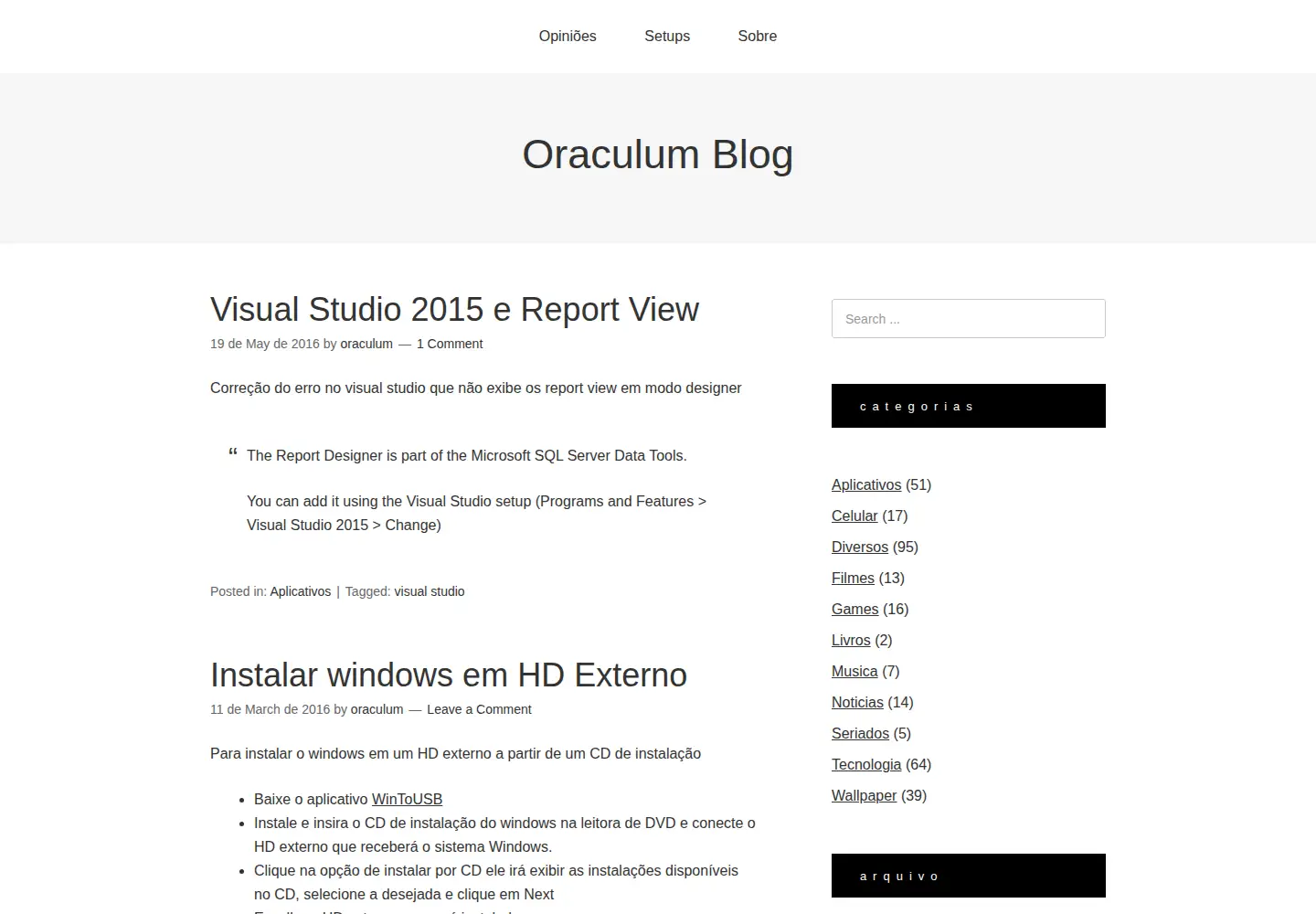 Screenshot of oraculum.blog.br