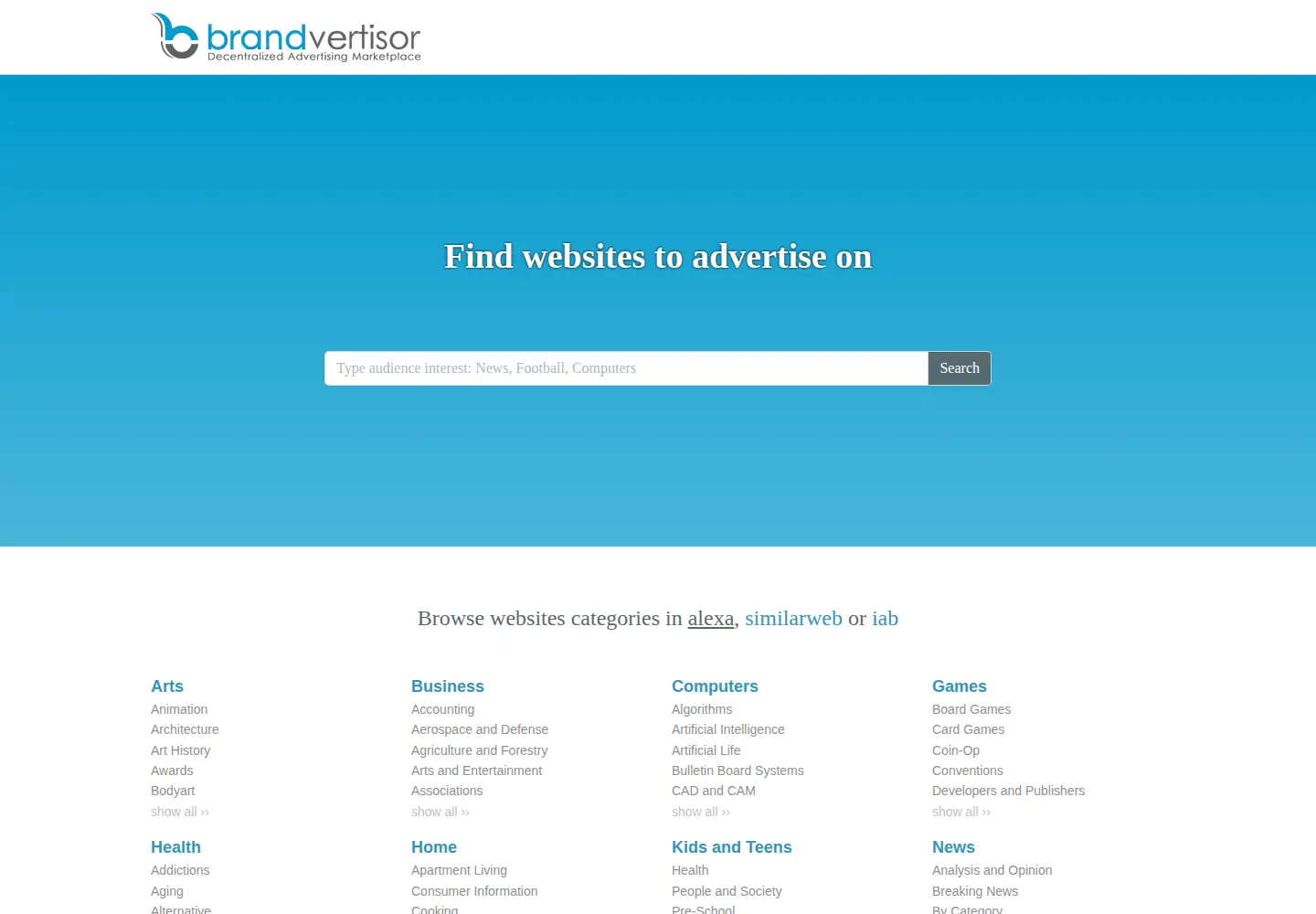Captured homepage of brandvertisor.com in the current scan