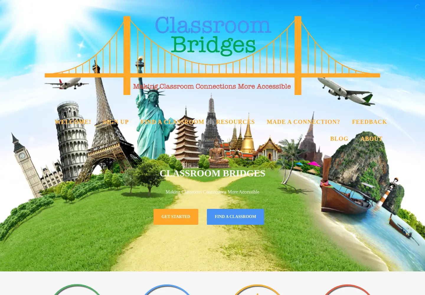 Captured homepage of classroombridges.com in the current scan