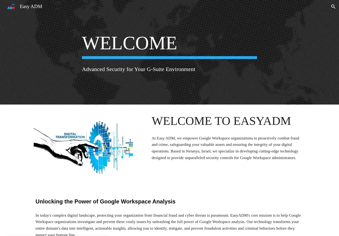 Captured homepage of easyadm.com in the current scan