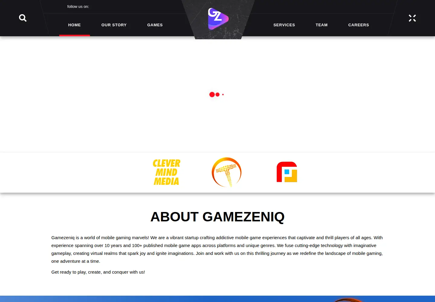 Captured homepage of gamezeniq.com in the current scan
