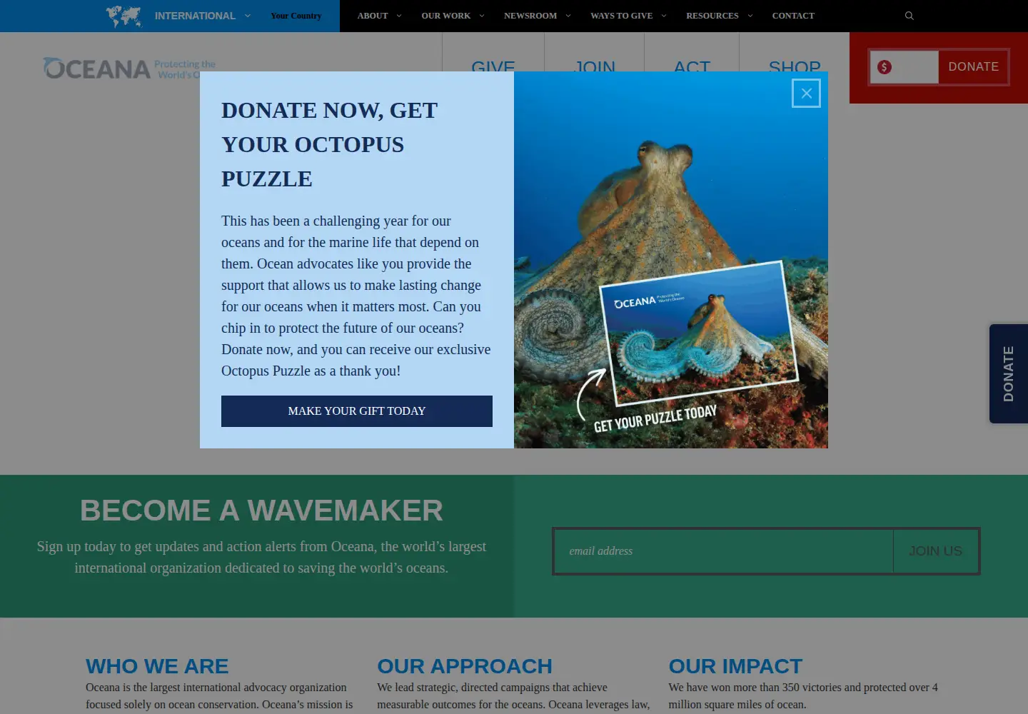 Screenshot of oceana.org